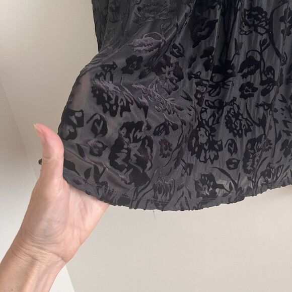 Knox Rose Burnout Velvet Floral Top L Whimsigoth Fairy Grunge Dark Cottagecore - Picture 8 of 13